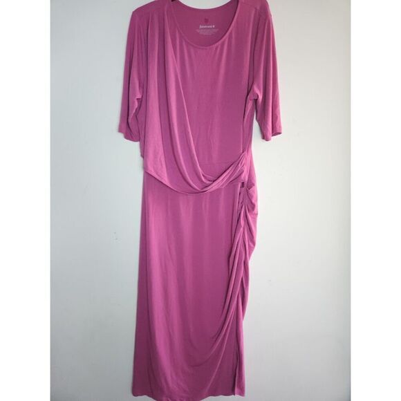 Betabrand Lavender Purple Draped Jersey Knit Rouched Detail Midi Dress size 2XL - Picture 2 of 9